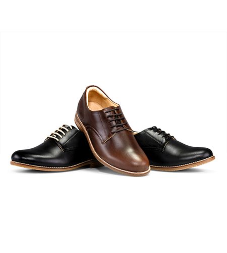 Men’s derby shoes with black and brown isolated on graye background.